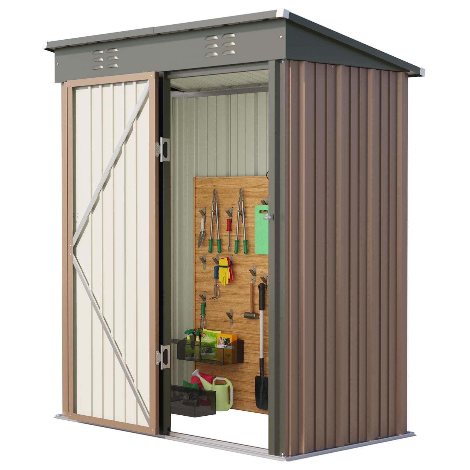 Bealife CC21 Abri de jardin métallique avec toit incliné, Abri de jardin résistant aux intempéries pour outils de jardin et accessoires d'extérieur