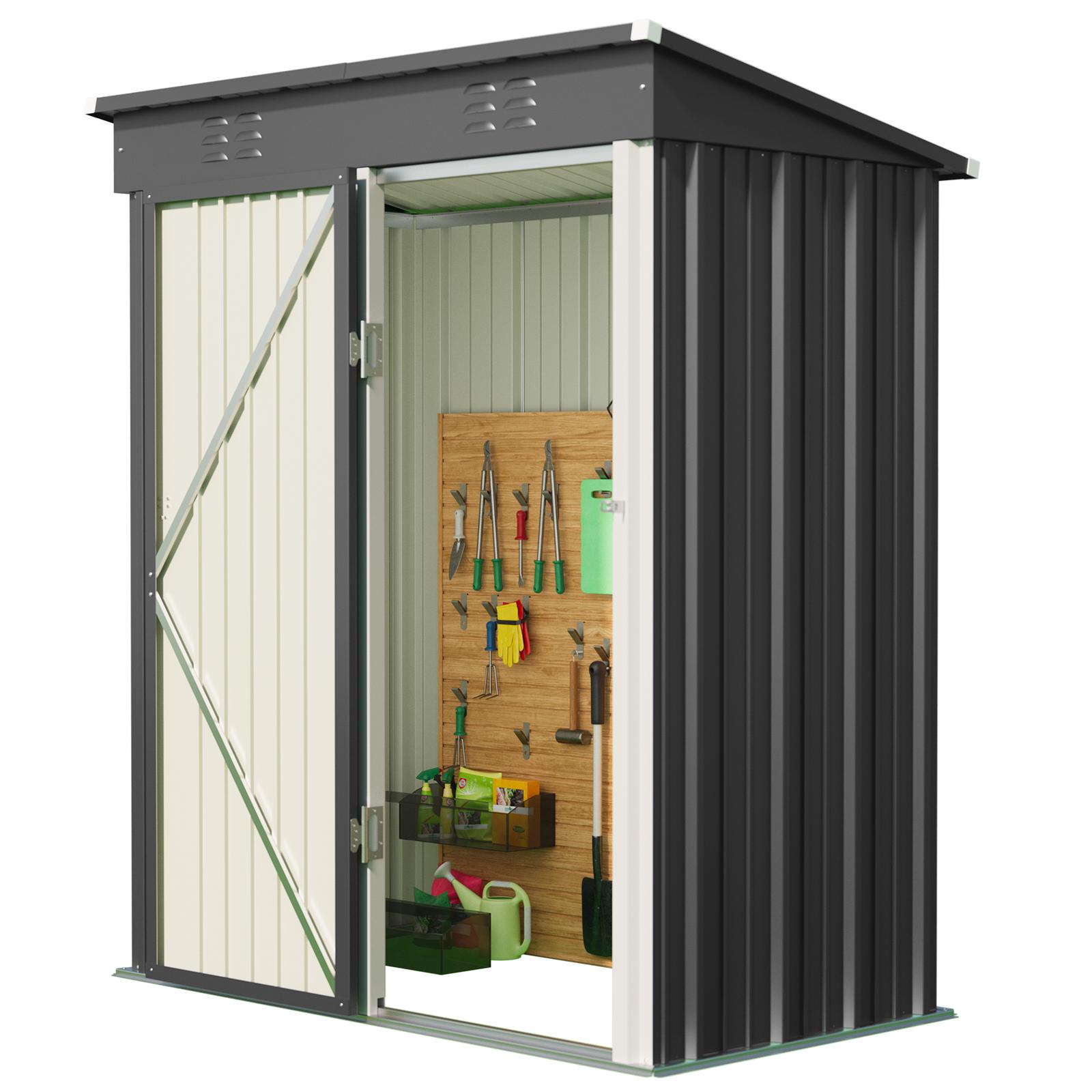 Bealife CC21 Abri de jardin métallique avec toit incliné, Abri de jardin résistant aux intempéries pour outils de jardin et accessoires d'extérieur