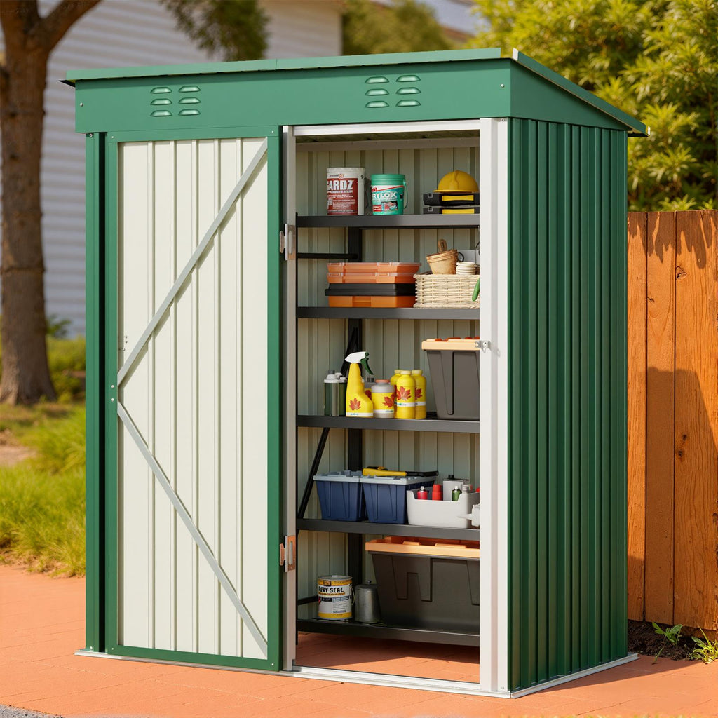 Bealife CC21 Abri de jardin métallique avec toit incliné, Abri de jardin résistant aux intempéries pour outils de jardin et accessoires d'extérieur