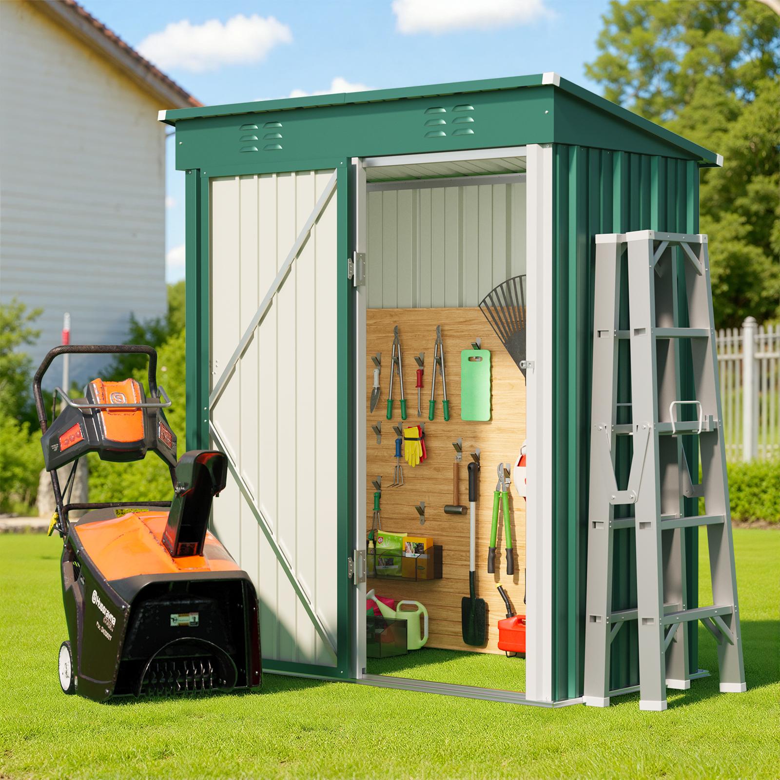 Bealife CC21 Abri de jardin métallique avec toit incliné, Abri de jardin résistant aux intempéries pour outils de jardin et accessoires d'extérieur
