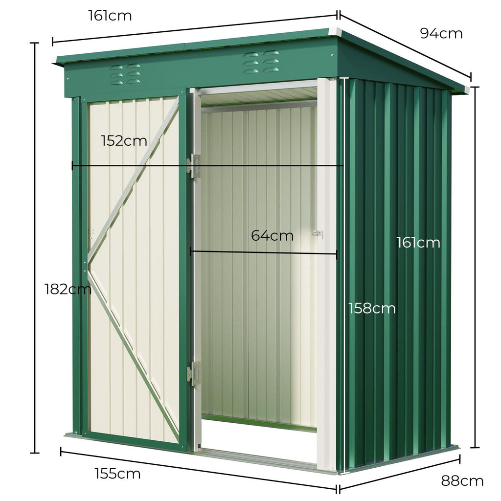 Bealife CC21 Abri de jardin métallique avec toit incliné, Abri de jardin résistant aux intempéries pour outils de jardin et accessoires d'extérieur