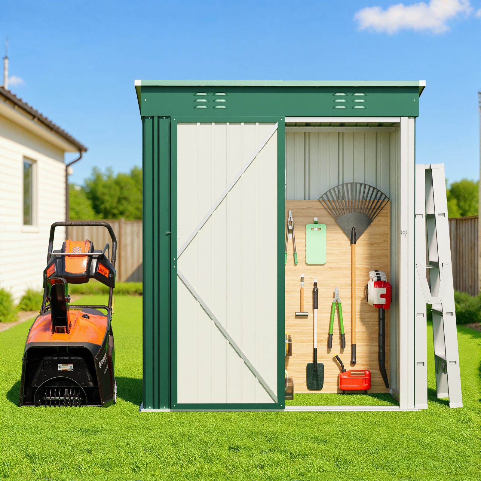Bealife CC21 Abri de jardin métallique avec toit incliné, Abri de jardin résistant aux intempéries pour outils de jardin et accessoires d'extérieur