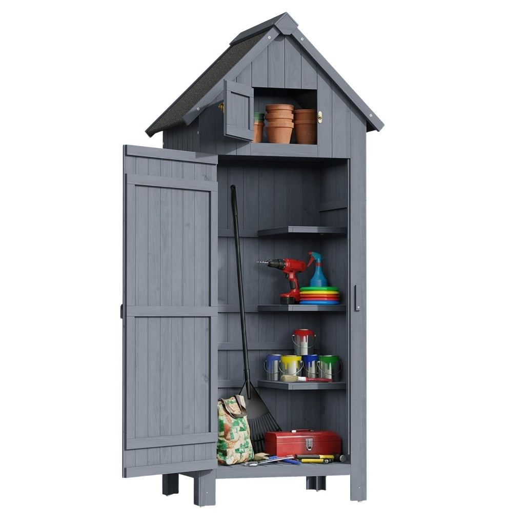 Bealife CC31 Abri de jardin étroit avec toit triangulaire élargi et plusieurs étagères pour jardin et terrasse