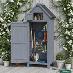 Bealife CC31 Abri de jardin étroit avec toit triangulaire élargi et plusieurs étagères pour jardin et terrasse