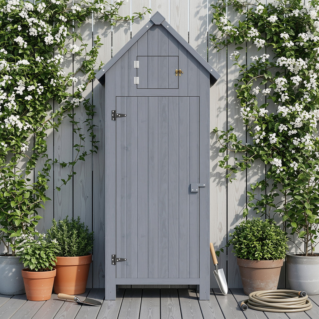 Bealife CC31 Abri de jardin étroit avec toit triangulaire élargi et plusieurs étagères pour jardin et terrasse