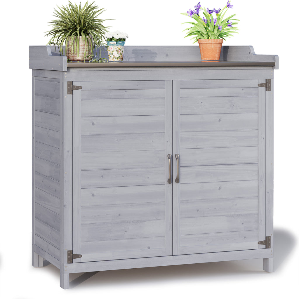 Bealife CC50 Garden Cabinet with Base Cabinet, Potting Bench with Worktop and 1 Movable Shelf