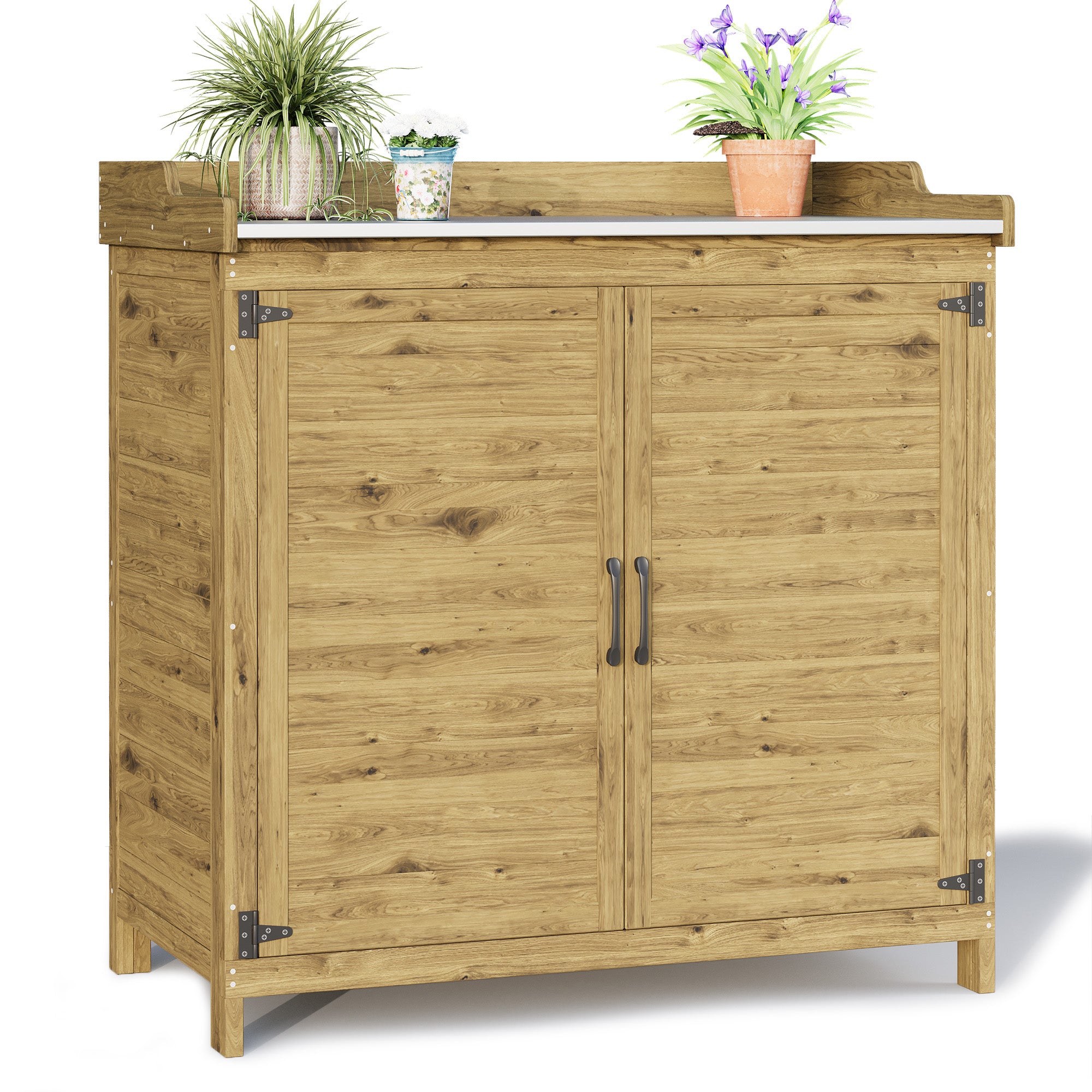 Bealife CC50 Armoire de jardin avec meuble bas, table de rempotage avec plan de travail et 1 étagère amovible