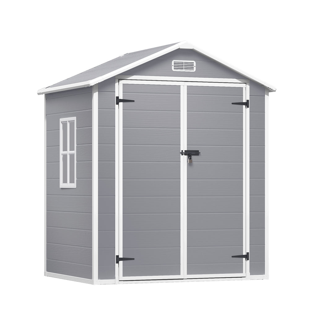 Bealife CC70 Abris de jardin avec toit triangulaire élargi, grand espace de rangement, cabanon de rangement extérieur, pour arrière-cour, terrasse, pelouse