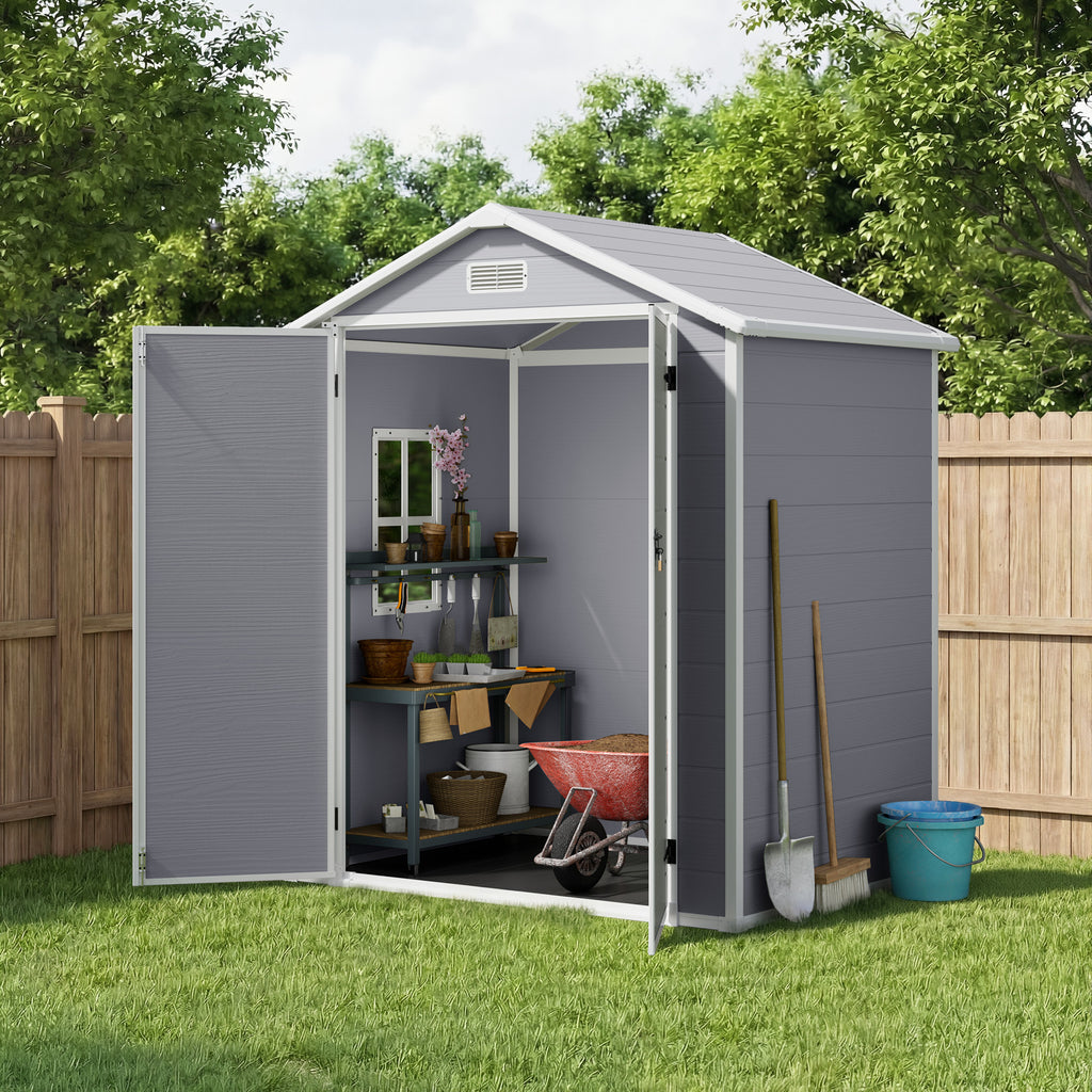 Bealife CC70 Abris de jardin avec toit triangulaire élargi, grand espace de rangement, cabanon de rangement extérieur, pour arrière-cour, terrasse, pelouse