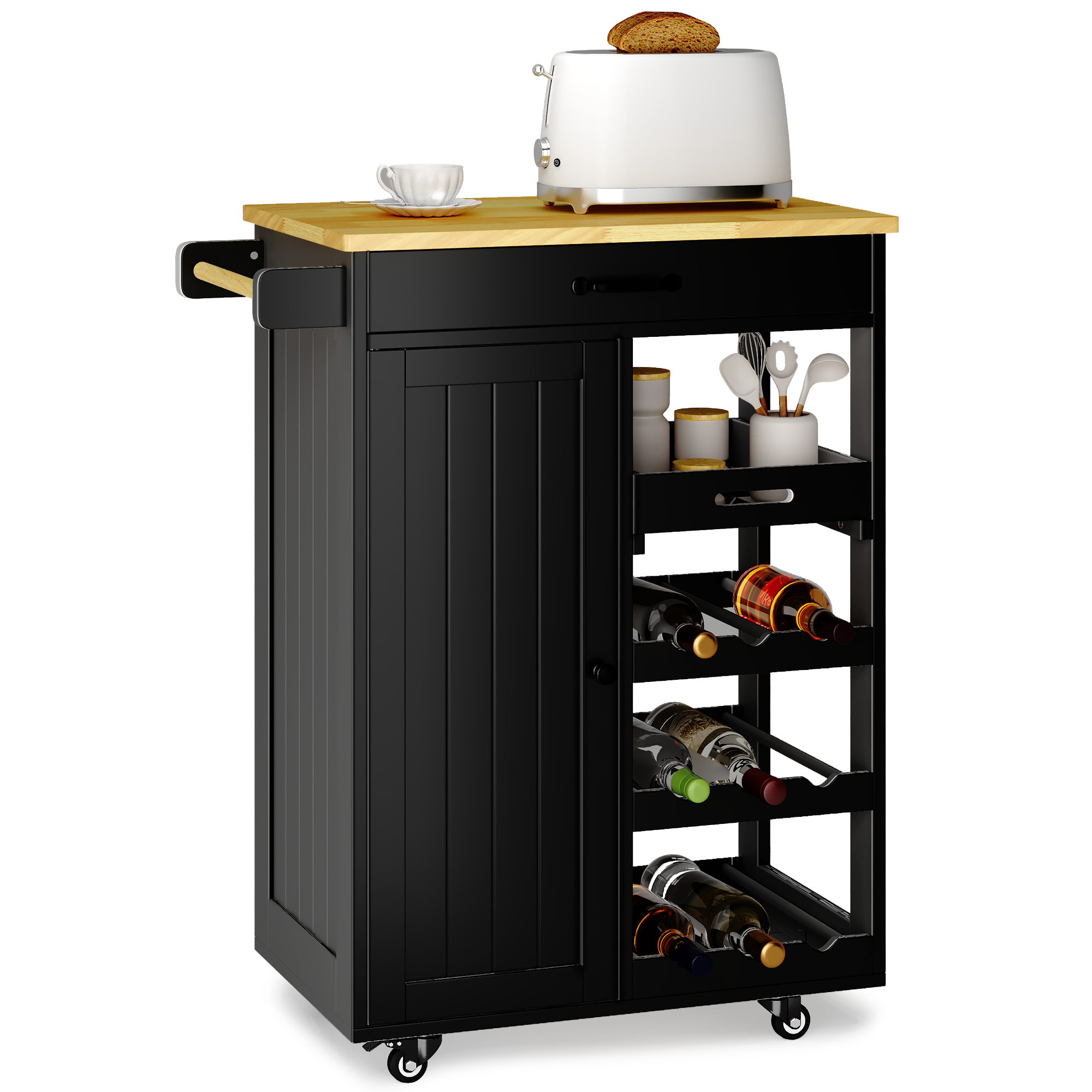 Bealife KC52 Desserte de cuisine à roulettes, Chariot de service avec rangement multifonctionnel