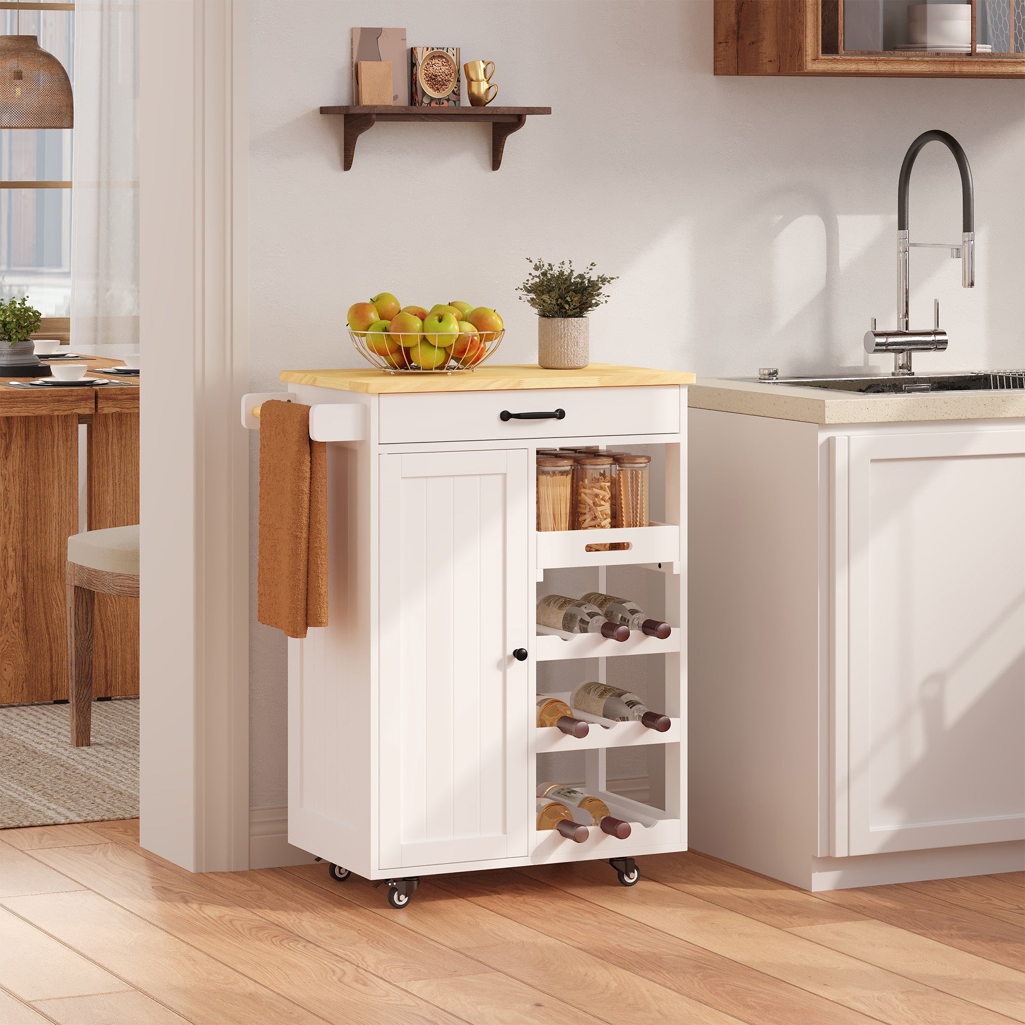 Bealife KC52 Desserte de cuisine à roulettes, Chariot de service avec rangement multifonctionnel