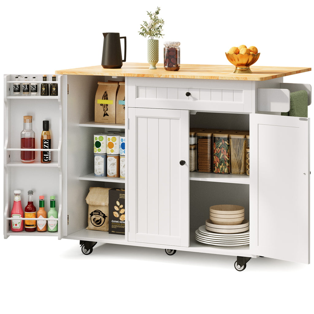 Bealife KC90 Chariot de cuisine pliable sur roulettes, Desserte mobile avec grand espace de rangement, Chariot de service multifonctionnel avec plan de travail pour cuisine