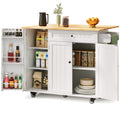 Bealife KC90 Chariot de cuisine pliable sur roulettes, Desserte mobile avec grand espace de rangement, Chariot de service multifonctionnel avec plan de travail pour cuisine