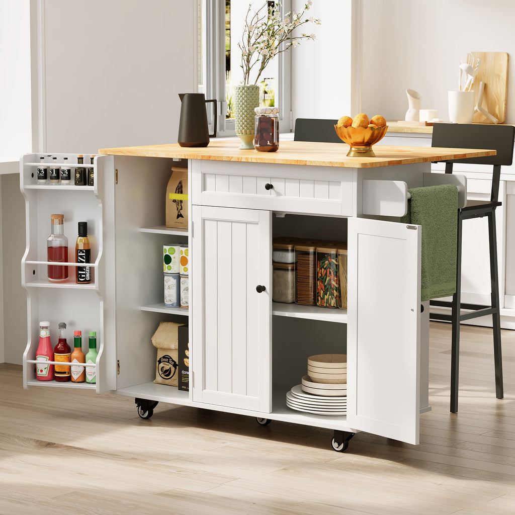 Bealife KC90 Chariot de cuisine pliable sur roulettes, Desserte mobile avec grand espace de rangement, Chariot de service multifonctionnel avec plan de travail pour cuisine