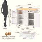 Bealife KC90 Chariot de cuisine pliable sur roulettes, Desserte mobile avec grand espace de rangement, Chariot de service multifonctionnel avec plan de travail pour cuisine
