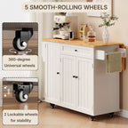 Bealife KC90 Chariot de cuisine pliable sur roulettes, Desserte mobile avec grand espace de rangement, Chariot de service multifonctionnel avec plan de travail pour cuisine