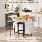 Bealife KC90 Chariot de cuisine pliable sur roulettes, Desserte mobile avec grand espace de rangement, Chariot de service multifonctionnel avec plan de travail pour cuisine