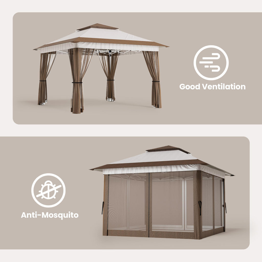 Bealife CT20 Pavillon Pop-Up Réglable en Hauteur, Imperméable & Protection UV | 3,35x3,35m