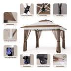 Bealife CT20 Pavillon Pop-Up Réglable en Hauteur, Imperméable & Protection UV | 3,35x3,35m