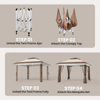 Bealife CT20 Pavillon Pop-Up Réglable en Hauteur, Imperméable & Protection UV | 3,35x3,35m