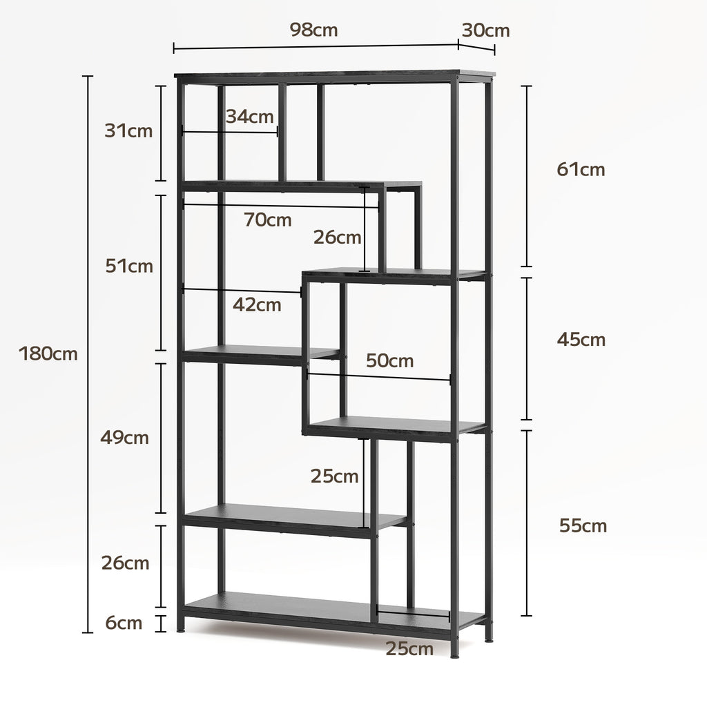 Bealife FS13 Bookshelf, 5-Tier Freestanding Open Bookcase