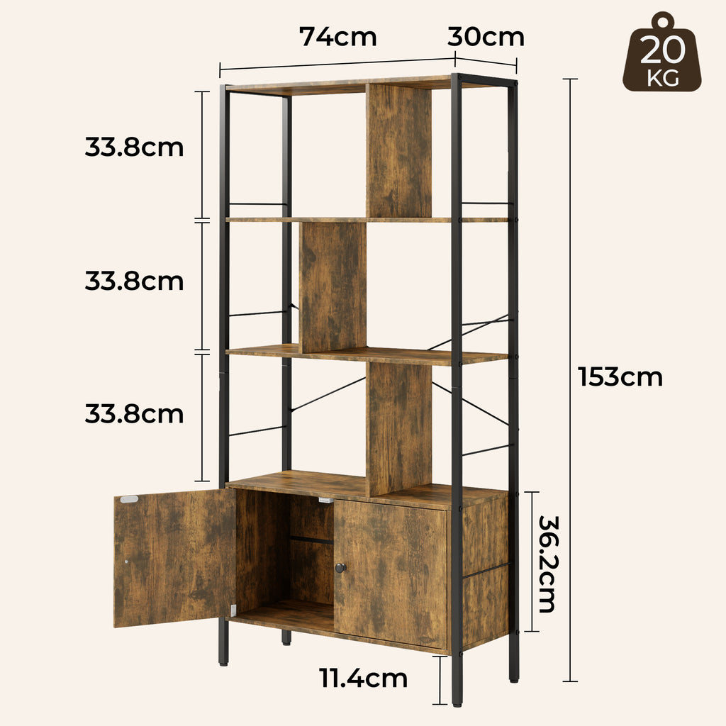 Bealife FS28 Bookshelf with Cabinet, Freestanding Hallway Shelf