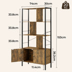 Bealife FS28 Bookshelf with Cabinet, Freestanding Hallway Shelf