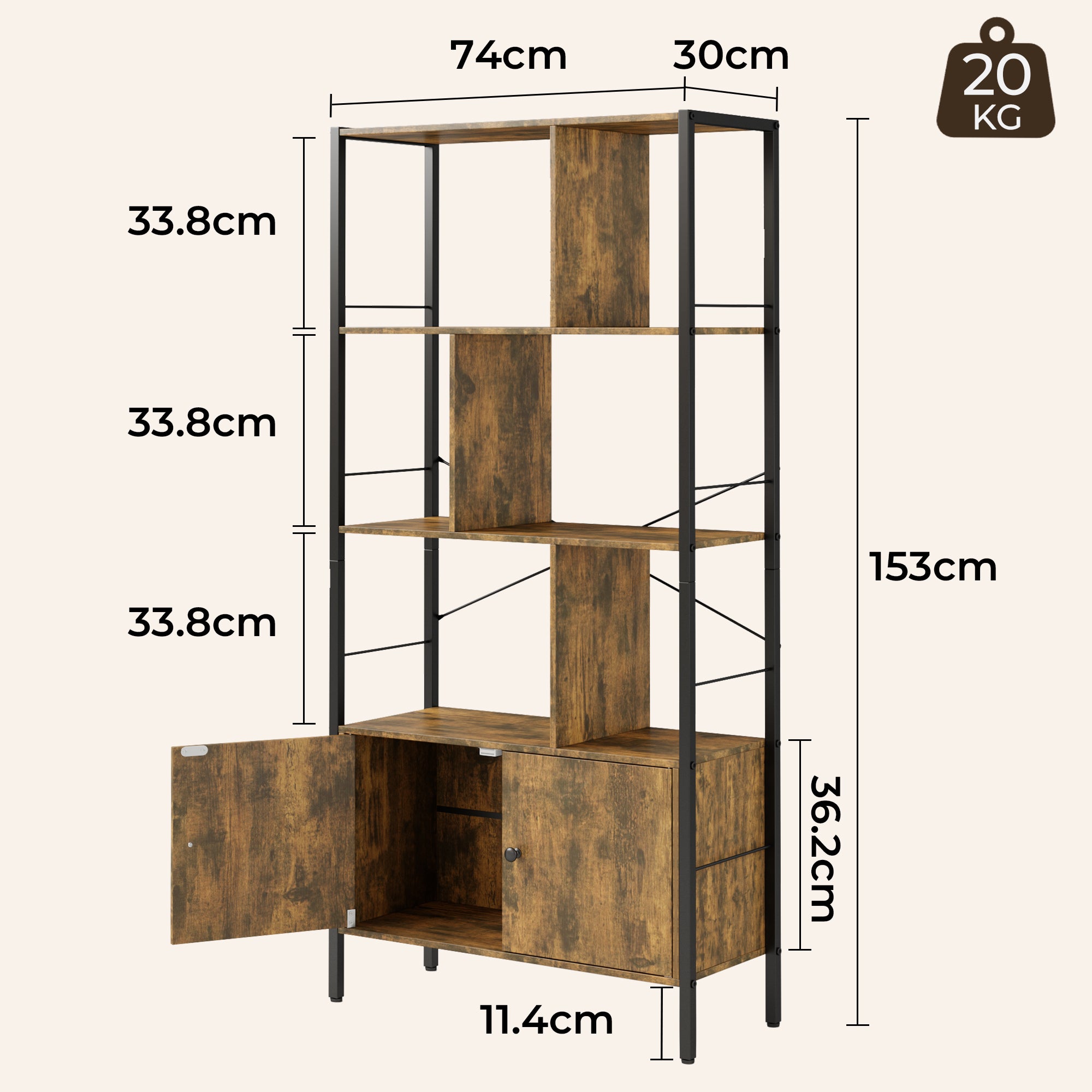 Bealife FS28 Étagère avec placard, Étagère de couloir autoportante