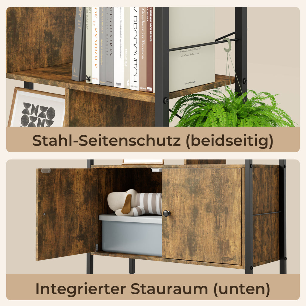 Bealife FS28 Bookshelf with Cabinet, Freestanding Hallway Shelf