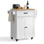 Bealife AK61 Desserte de cuisine mobile, Chariot de service avec plan de travail, 1 tiroir, étagère à épices et porte-serviettes