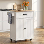 Bealife AK61 Desserte de cuisine mobile, Chariot de service avec plan de travail, 1 tiroir, étagère à épices et porte-serviettes