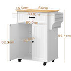 Bealife AK61 Desserte de cuisine mobile, Chariot de service avec plan de travail, 1 tiroir, étagère à épices et porte-serviettes