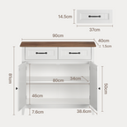 Bealife AP30 Buffet de cuisine, Bahut au design rétro avec 2 tiroirs, réglable en hauteur et pouvant servir de casier à vin