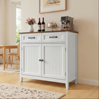 Bealife AP30 Buffet de cuisine, Bahut au design rétro avec 2 tiroirs, réglable en hauteur et pouvant servir de casier à vin