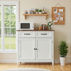 Bealife AP30 Buffet de cuisine, Bahut au design rétro avec 2 tiroirs, réglable en hauteur et pouvant servir de casier à vin