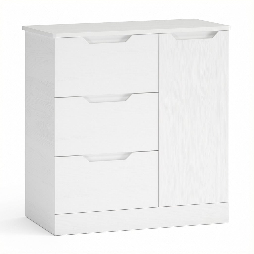 Bealife AP114 Commode à 1 porte et 3 tiroirs, anti-basculement et fermeture magnétique pour salle de bain, couloir et chambre
