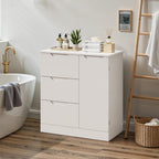 Bealife AP114 Commode à 1 porte et 3 tiroirs, anti-basculement et fermeture magnétique pour salle de bain, couloir et chambre
