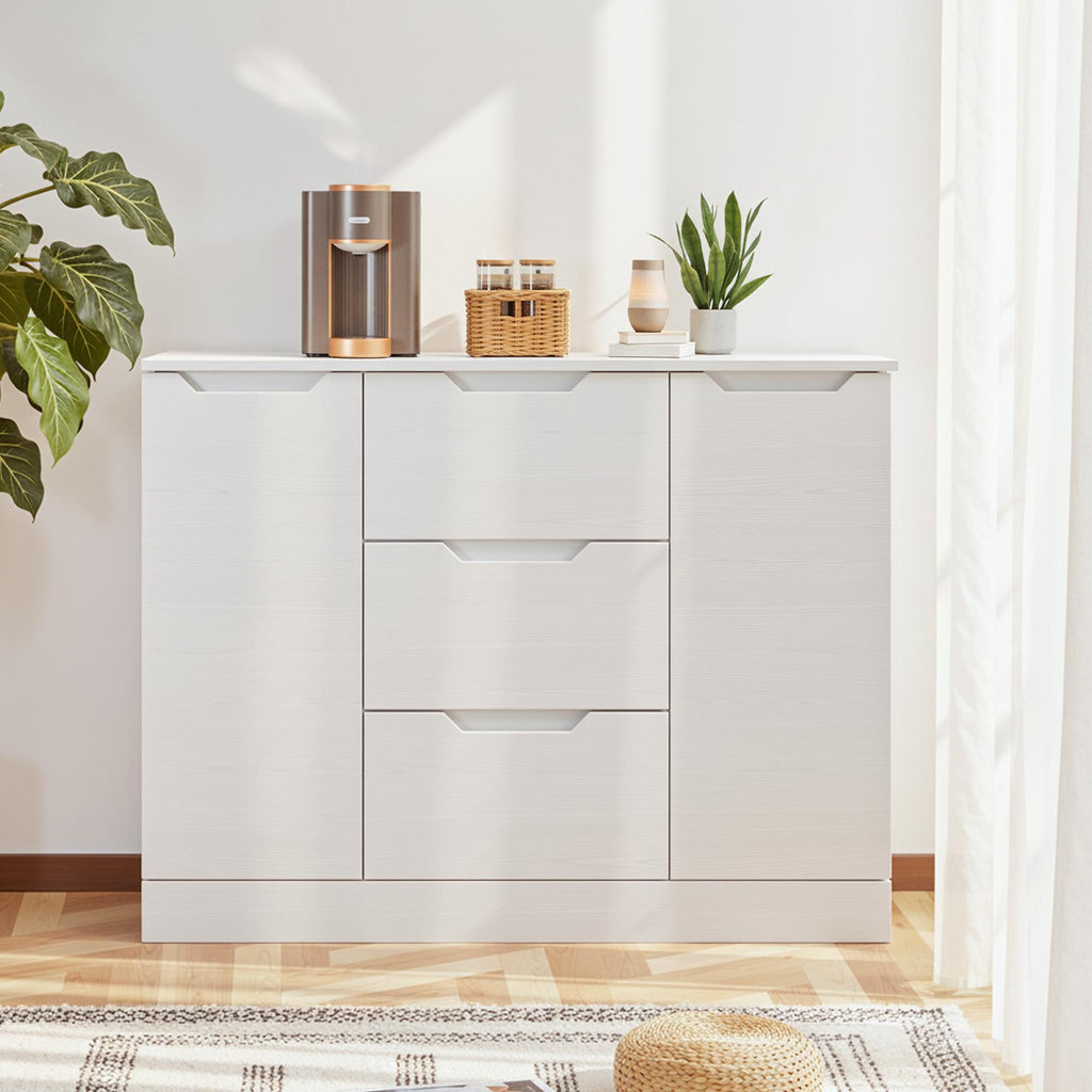 Bealife AP115 Commodes avec 2 portes et 3 tiroirs, grand espace de rangement, résistantes à l'eau et anti-basculement pour salons et salles de bains spacieux