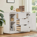 Bealife AP115 Commodes avec 2 portes et 3 tiroirs, grand espace de rangement, résistantes à l'eau et anti-basculement pour salons et salles de bains spacieux