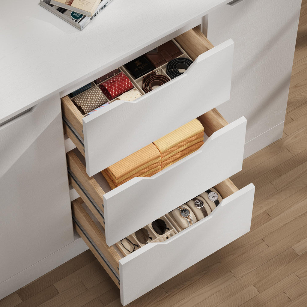 Bealife AP115 Commodes avec 2 portes et 3 tiroirs, grand espace de rangement, résistantes à l'eau et anti-basculement pour salons et salles de bains spacieux