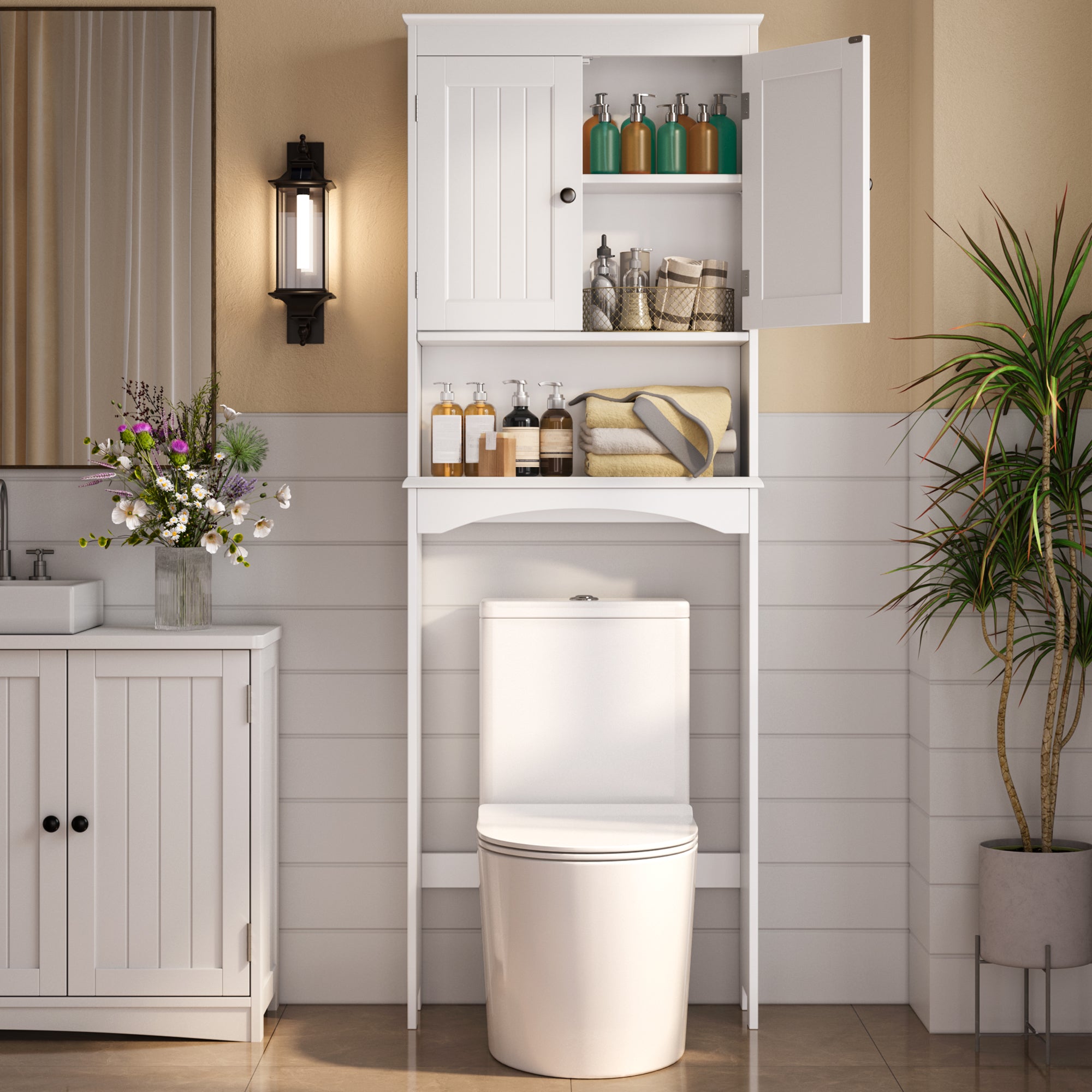 Bealife AP12 Meuble de salle de bain, Colonne de salle de bain, Étagère de salle de bain, Meuble de toilette avec étagères, Meuble de salle de bain
