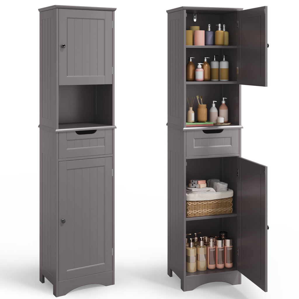 Bealife AP13 Slim Bathroom Cabinet 170 cm – Height-Adjustable Shelves and Anti-Tip Device