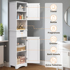 Bealife AP13 Slim Bathroom Cabinet 170 cm – Height-Adjustable Shelves and Anti-Tip Device