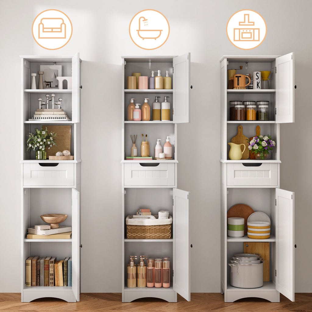 Bealife AP13 Slim Bathroom Cabinet 170 cm – Height-Adjustable Shelves and Anti-Tip Device
