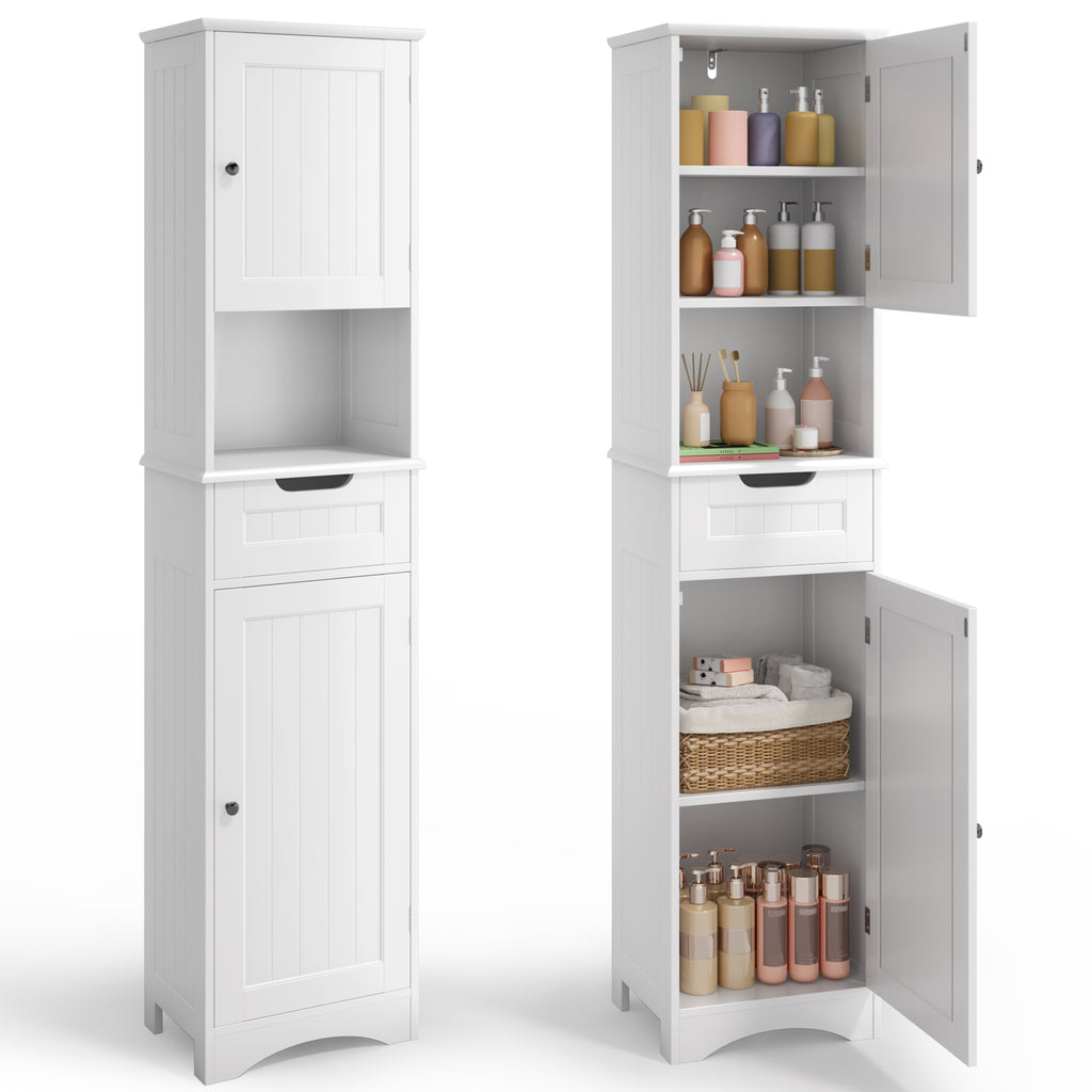 Bealife AP13 Slim Bathroom Cabinet 170 cm – Height-Adjustable Shelves and Anti-Tip Device