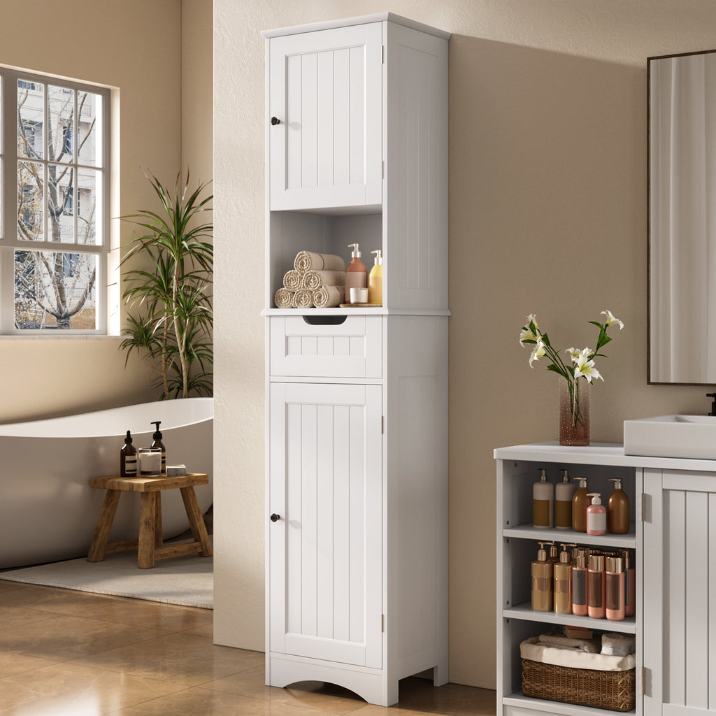 Bealife AP13 Slim Bathroom Cabinet 170 cm – Height-Adjustable Shelves and Anti-Tip Device
