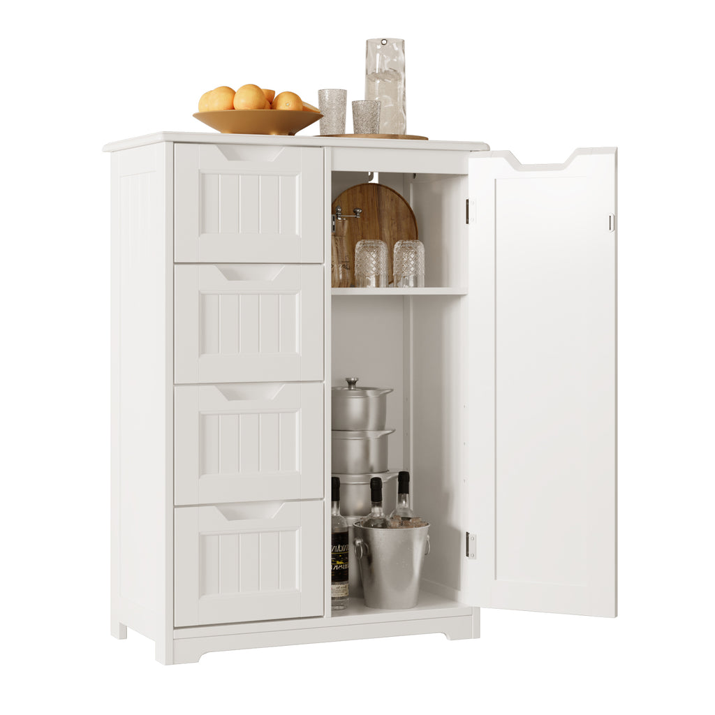Bealife AP26 Bathroom Sideboard, Slim Bathroom Cabinet with 4 Drawers and 1 Door