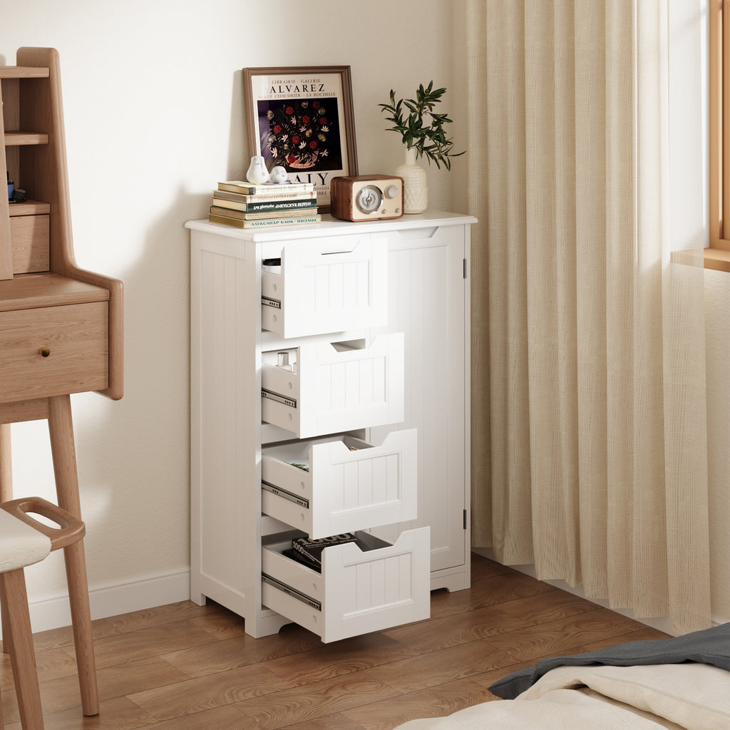 Bealife AP26 Bathroom Sideboard, Slim Bathroom Cabinet with 4 Drawers and 1 Door