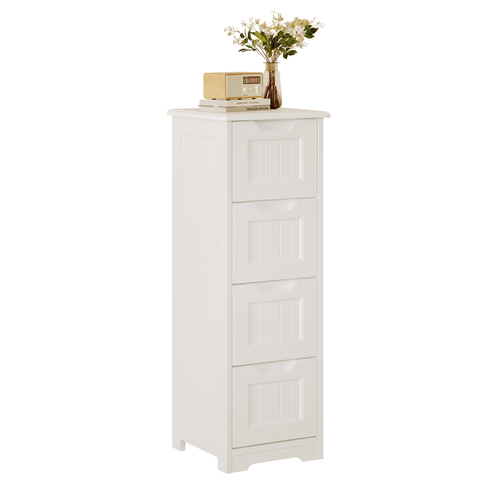Bealife AP27 Commode à 4 tiroirs, Meuble étroit pour coins dans les chambres, les salles de bain et les salons.