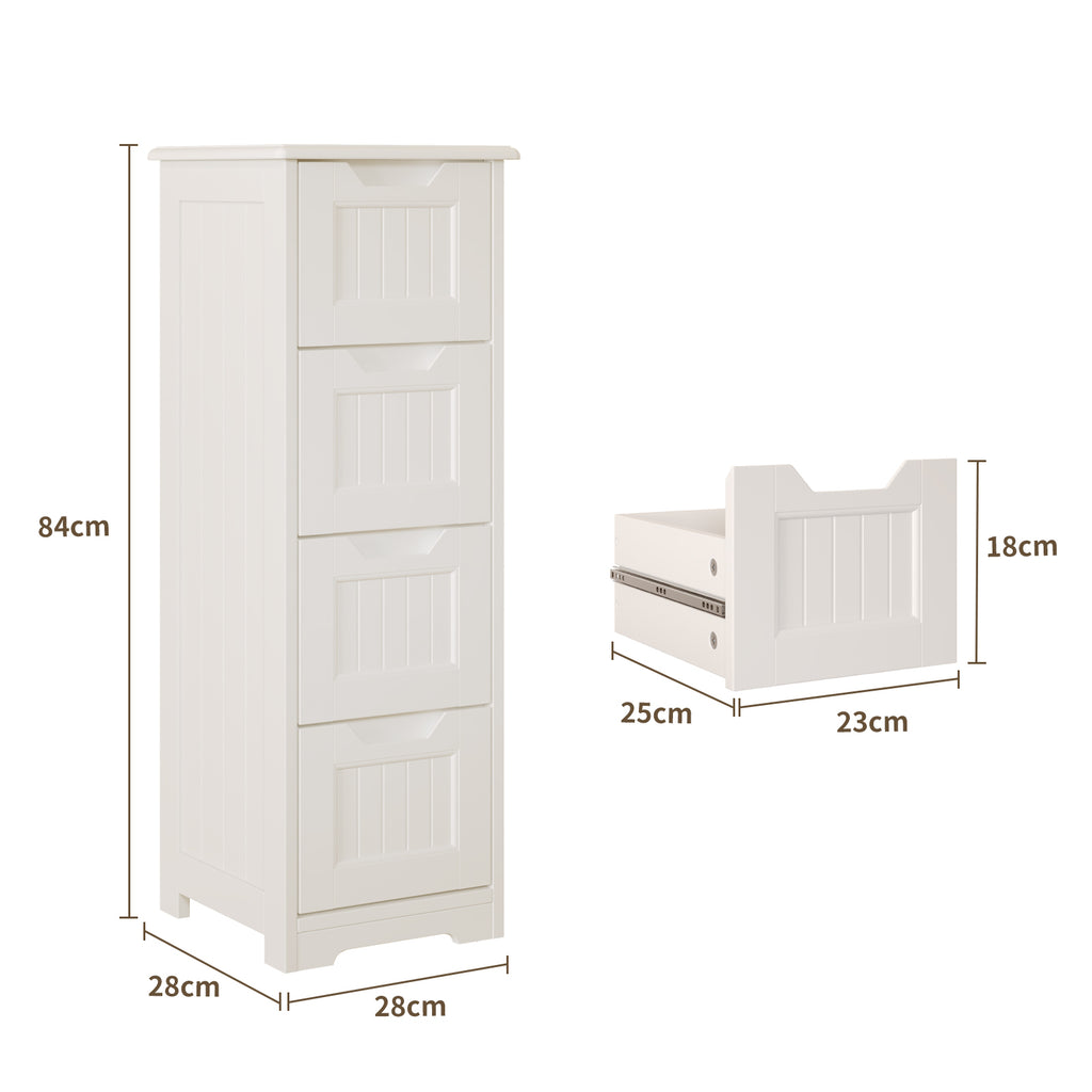 Bealife AP27 Chest of 4 Drawers, Slim Cabinet for Corner Areas in Bedrooms, Bathrooms, and Living Rooms.